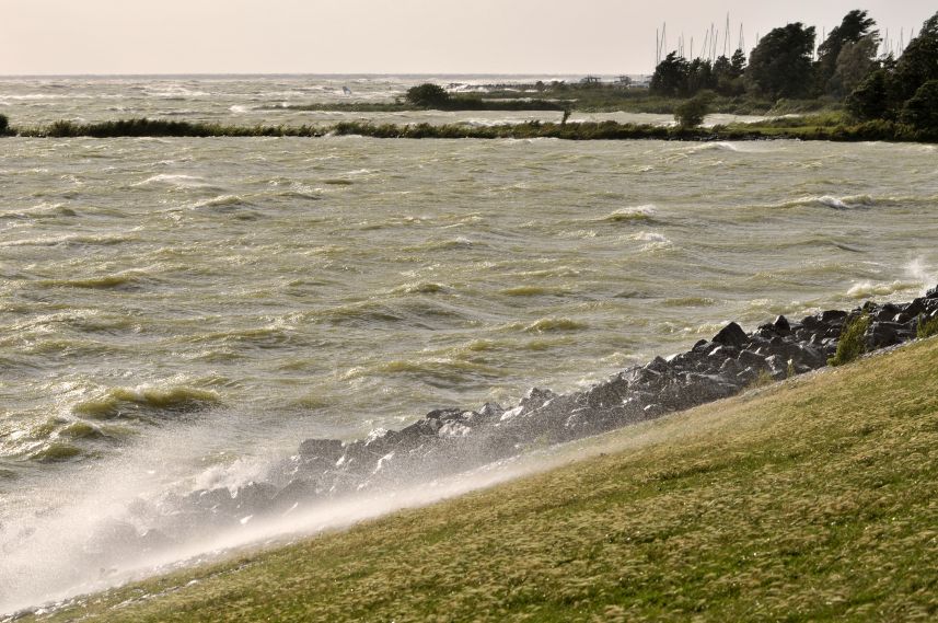 Harde wind bij het IJsselmeer bij Stavoren