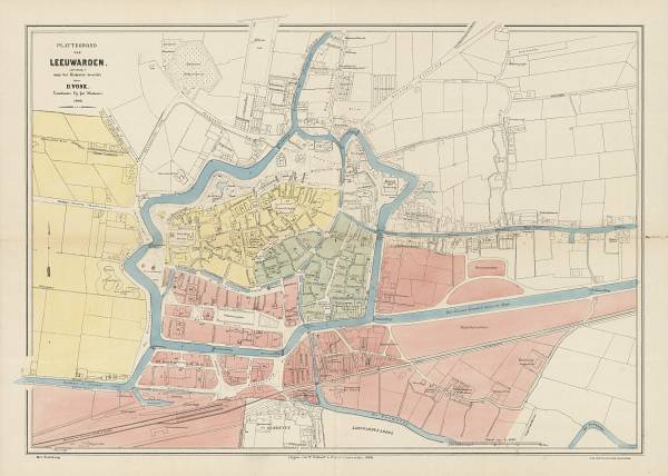 Plattegrond van Leeuwarden uit 1896