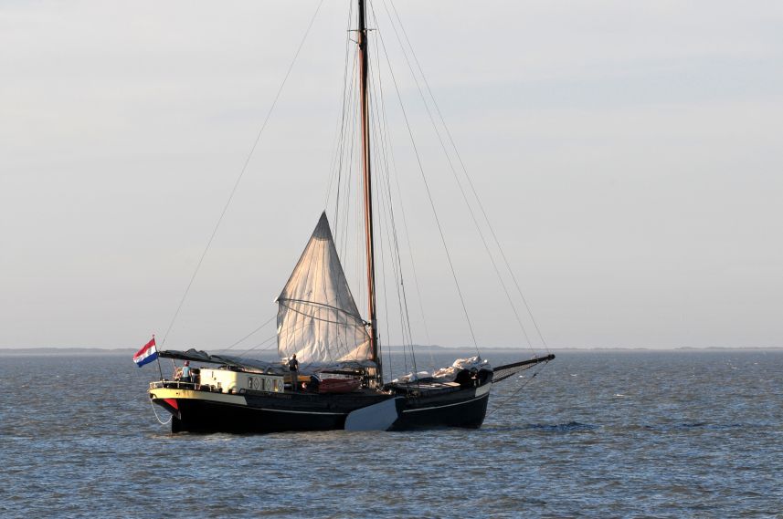 Zeilen hijsen op de Waddenzee