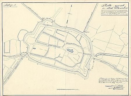 Waterstaatskaart van Franeker (peilraaien buitengracht)