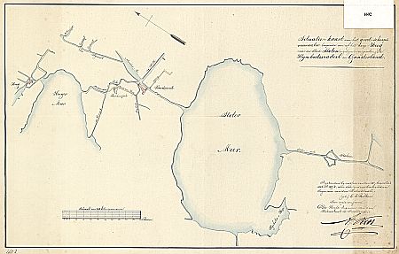 Situatiekaart van het groot scheepsvaarwater van Heeg naar Sloten