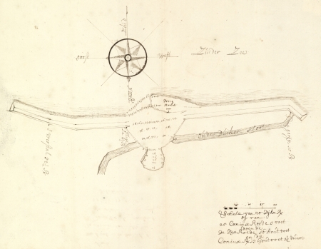 Schetskaartje van de dijkdoorbraak van 1701 bij de voormalige Teroelster Kolk