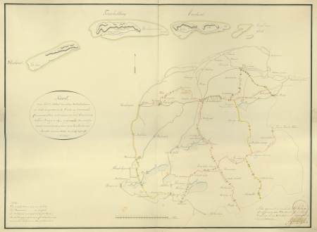 Kaart van de Groote en provinciale Communicatien met dedaar op zich bevindende Bruggen tollen etc.