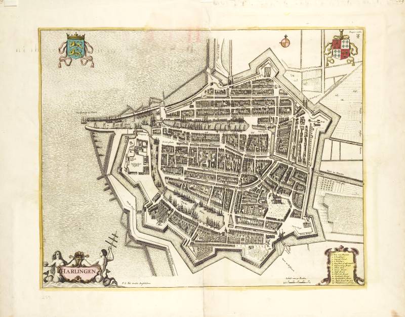 Kaart van Harlingen door Blaeu (uitgave De Wit)
