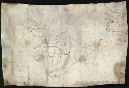 Kaart van Harlingen (gered bij een brand in 1732)