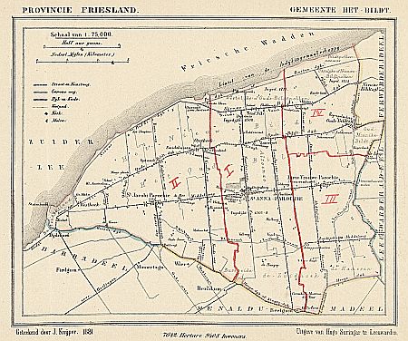 Kaart van de gemeente Het Bildt in 1881