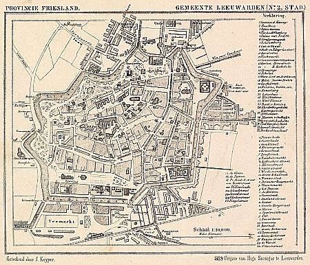 Kaart van Leeuwarden uit 1889