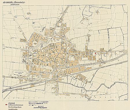 Kaart van Leeuwarden uit 1905 (fragment gemeentekaart)