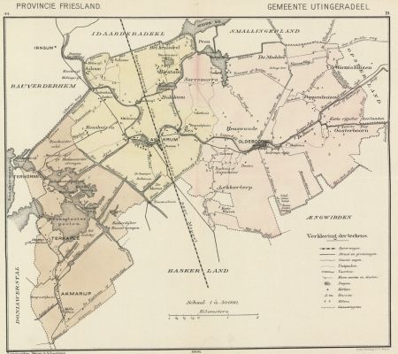 Kaart van de gemeente Utingeradeel uit 1906