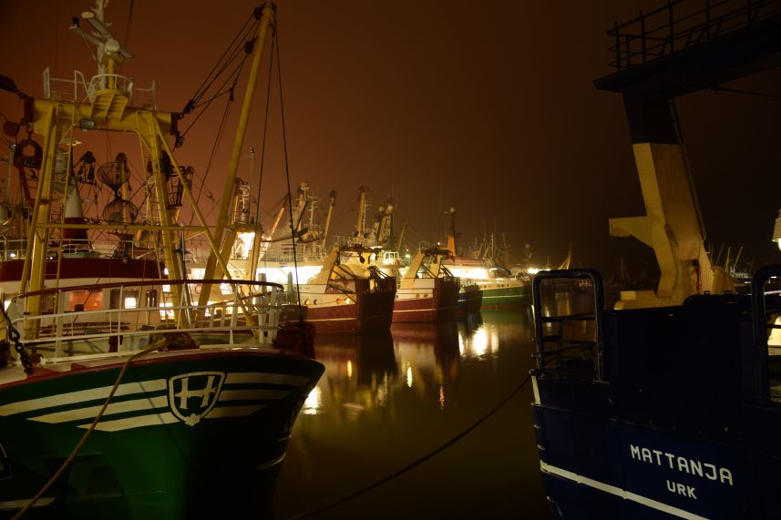 Visserijhaven bij nacht