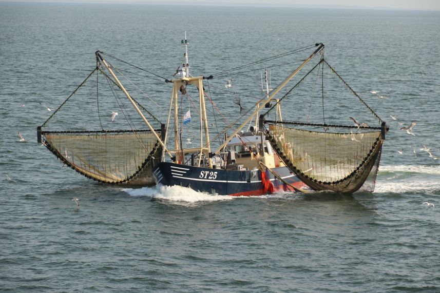 Vissersboot op het Wad bij Terschelling